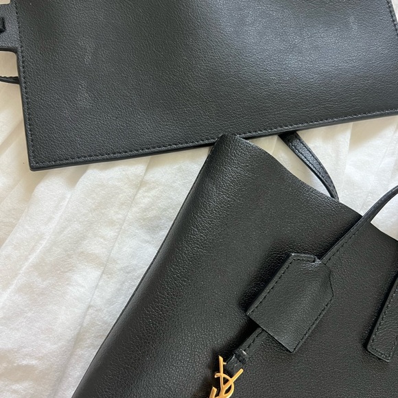 Saint Laurent Black North-South Leather Tote and Pouch Set - Picture 5 of 10